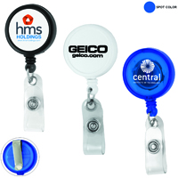 Cord Round Jumbo Imprint Retractable Badge Reel and Badge Holder with Metal Slip Clip Attachment
